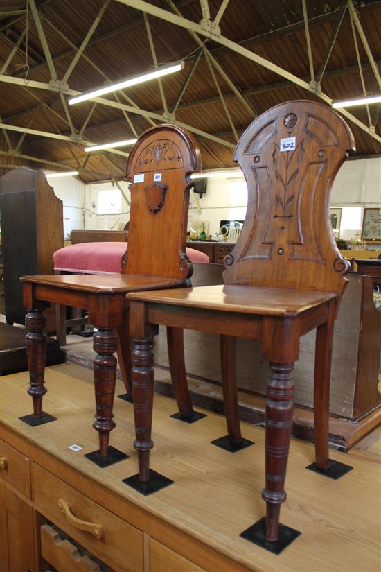 Two 19th century hall chairs